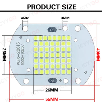 panneau led intégré blanc 50w 50 leds 3000k 6000k moderne 55x40mm