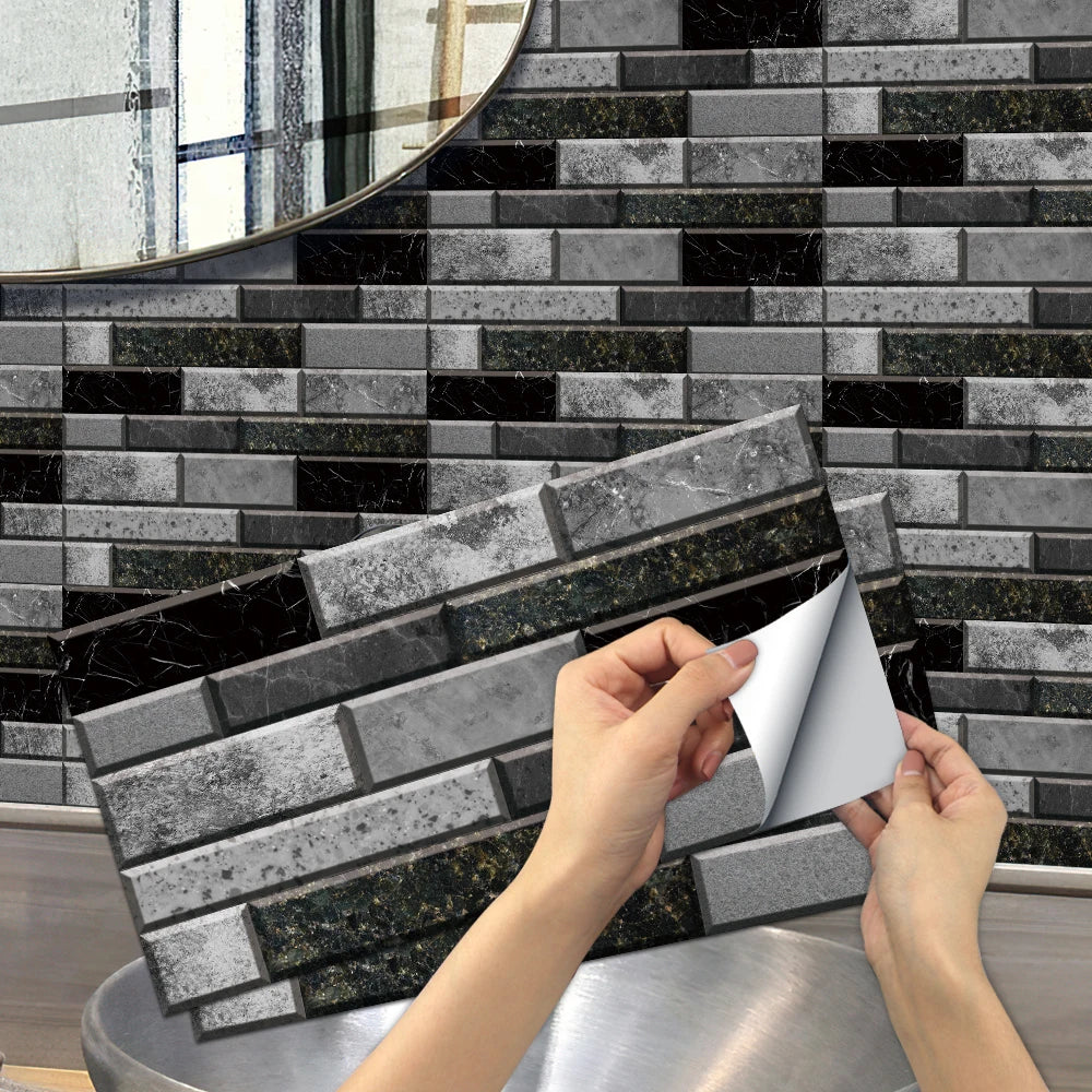 autocollants muraux marbrés modernes résistants l'eau 15cm 30cm noir blanc gris chambre salon