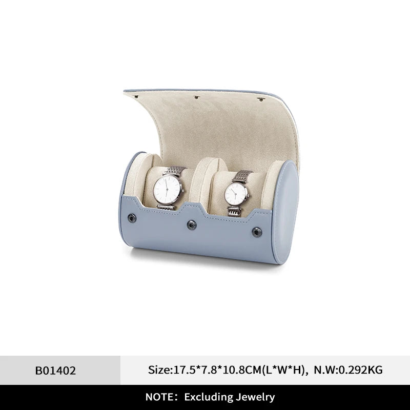 boîte montres cuir moderne gris clair bleu clair slots réutilisable respectueux environnement