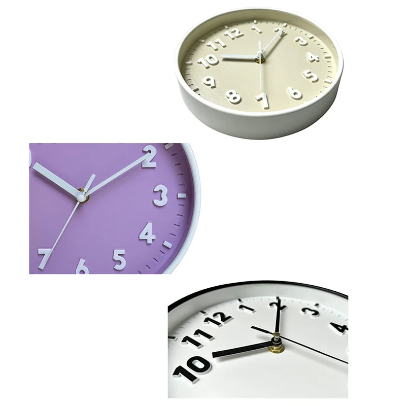 horloge murale moderne 20cm violet bleu vert rose blanc noire numéros blancs salon chambre