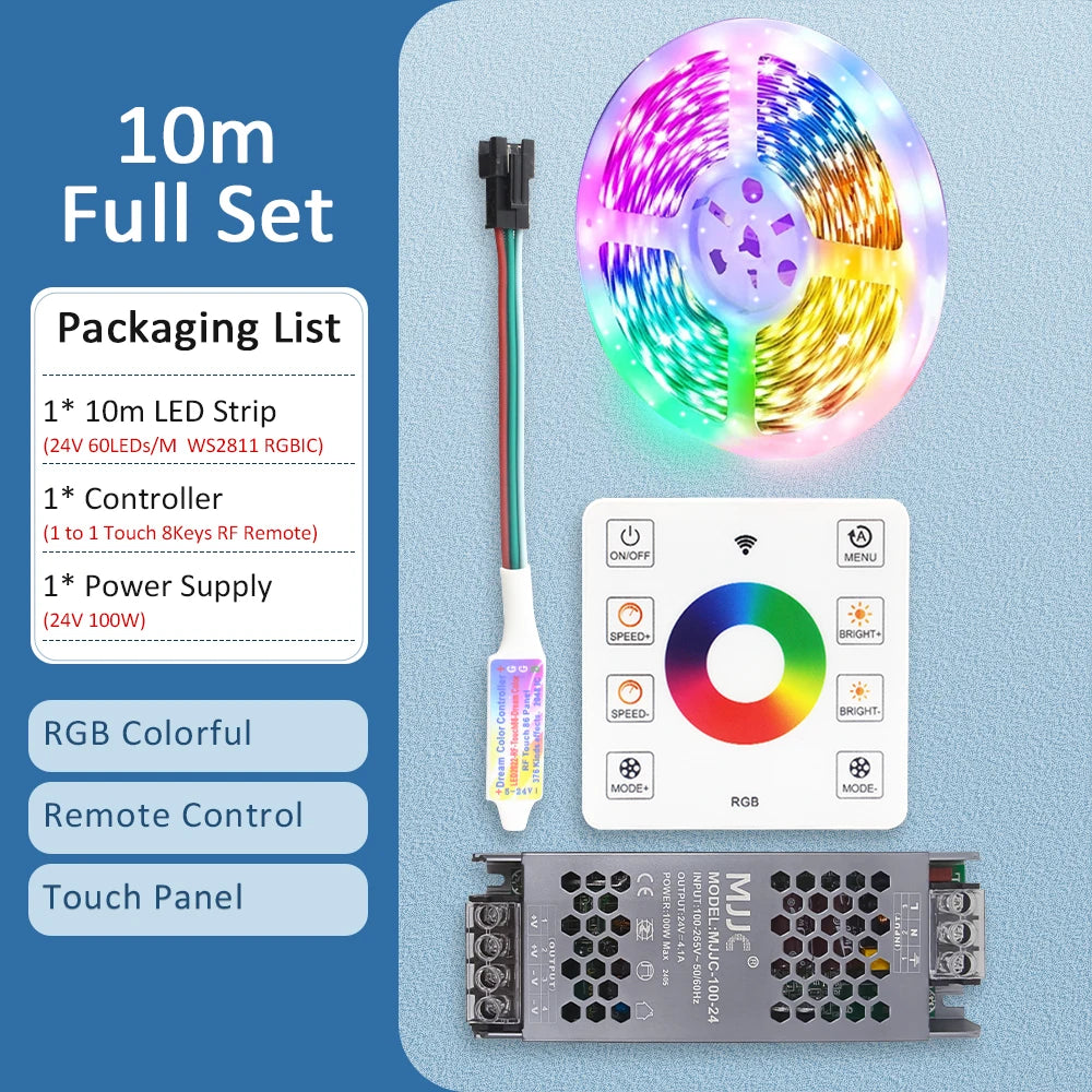 ruban led multicolore pixelé moderne adhésif contrôleur rf 5m 10m