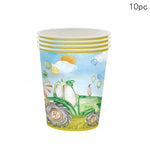 assiettes gobelets serviettes tracteur champ enfants vert bleu anniversaire fête campagne printemps