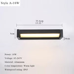 éclairage led moderne extérieur mural noir jaune 12w 18w 30w certifié ul rohs fcc