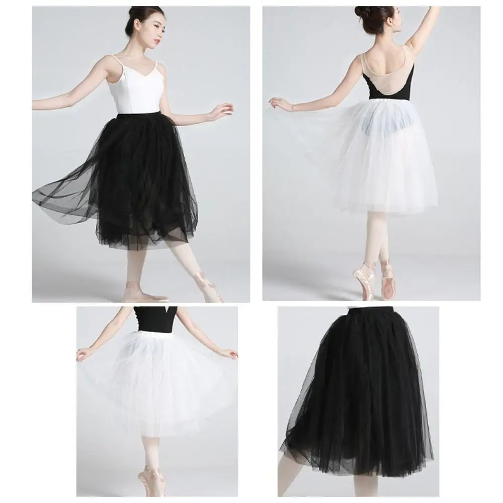 jupe tutu blanc noir classique danse polyester tulle élastique mi mollet juniorSizeMode