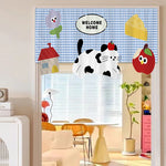 bannière décoration porte fenêtre motif carreaux fruits animaux kawaii enfant 95x45cm