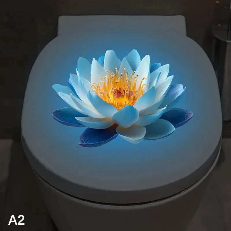 autocollants muraux fleurs lotus dahlias multicolores moderne adhésifs salle bains nocturne brillants uv