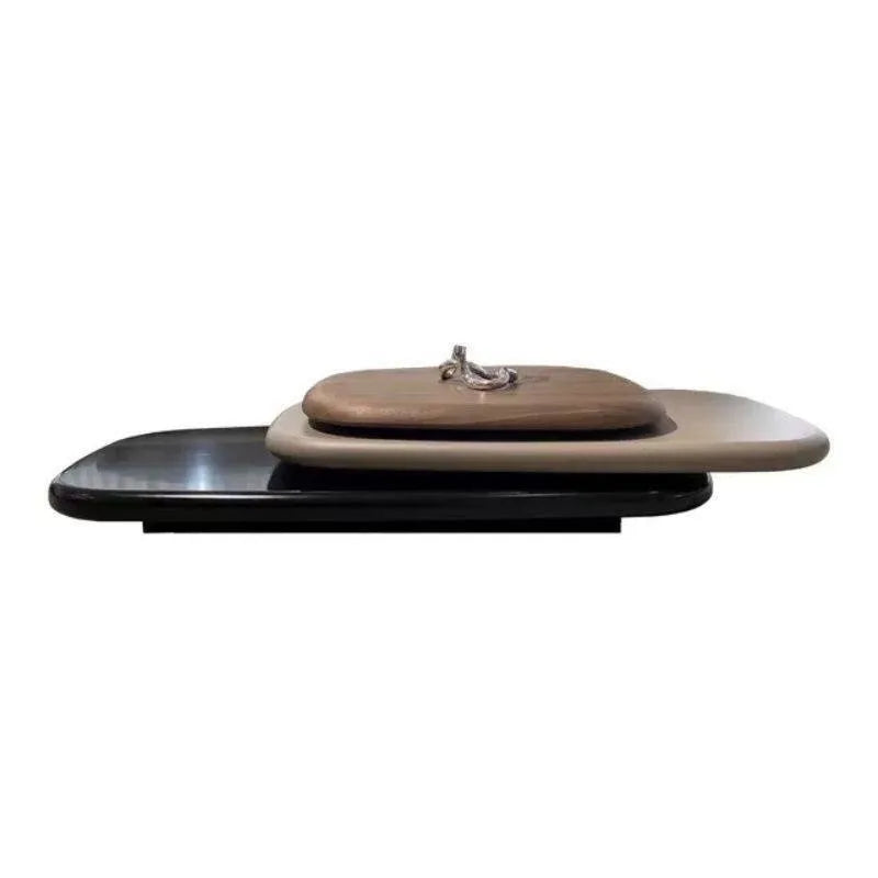 table basse moderne minimaliste bois métal noir beige clair fleurs sèches salon maison