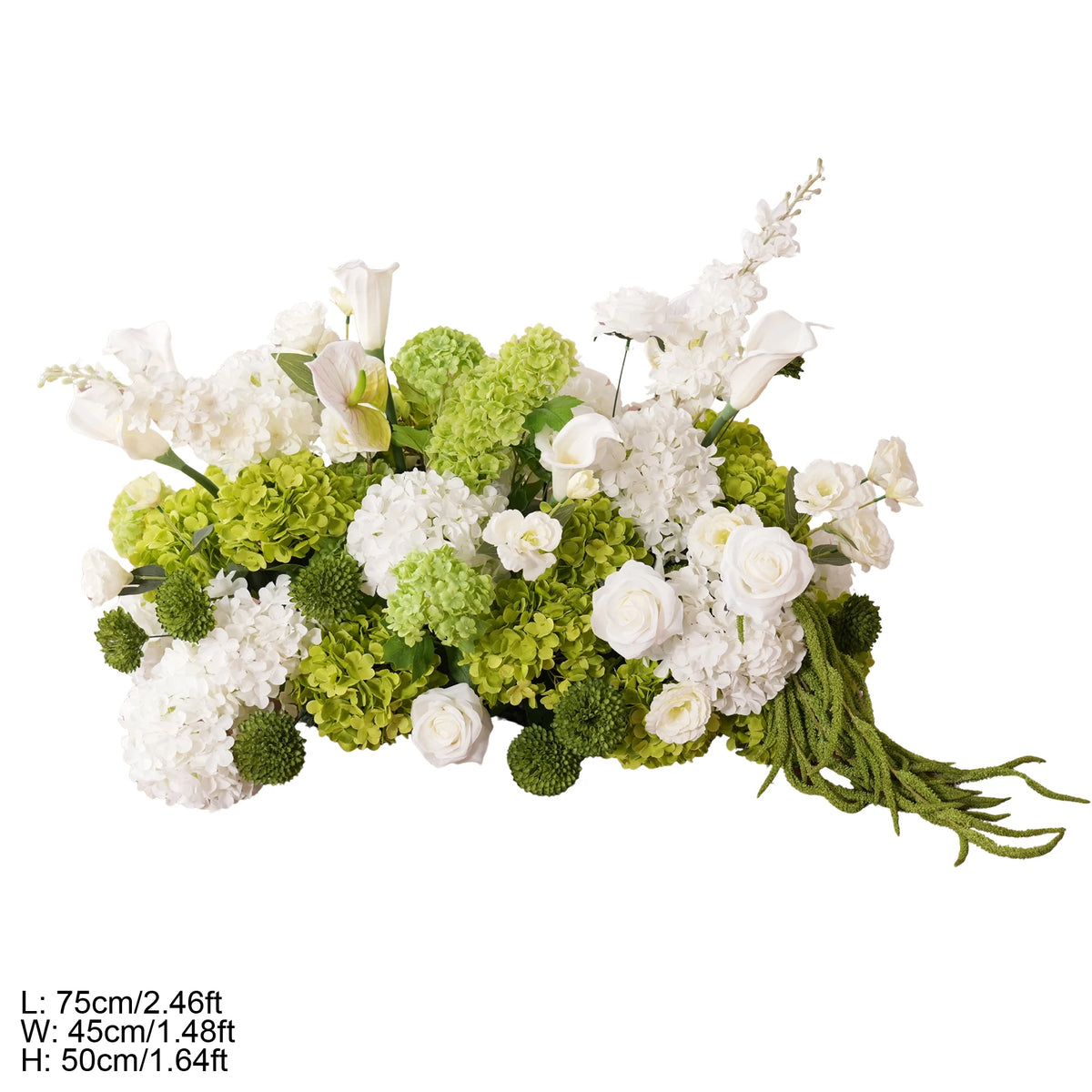 Décoration florale arché vert blanc mariage romantique extérieur classique artificielle feuillets suspension table événement