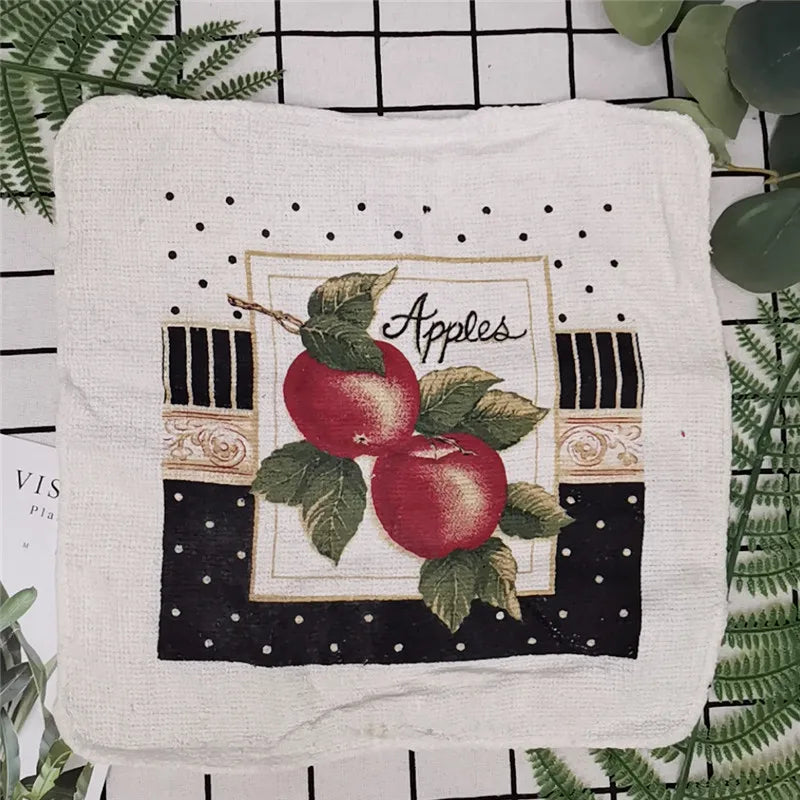 serviettes cuisine coton florales vintage blanc vert rouge jaune bleu noir absorbantes 20x20cm