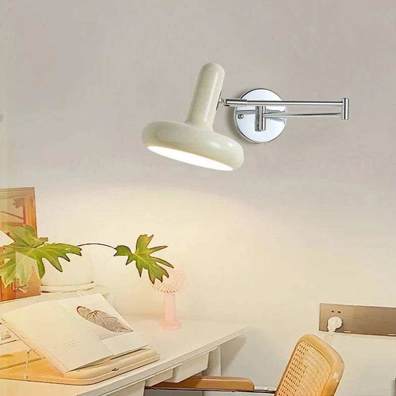 lampe murale articulée crème moderne ampoule E27 réglable hauteur bas led