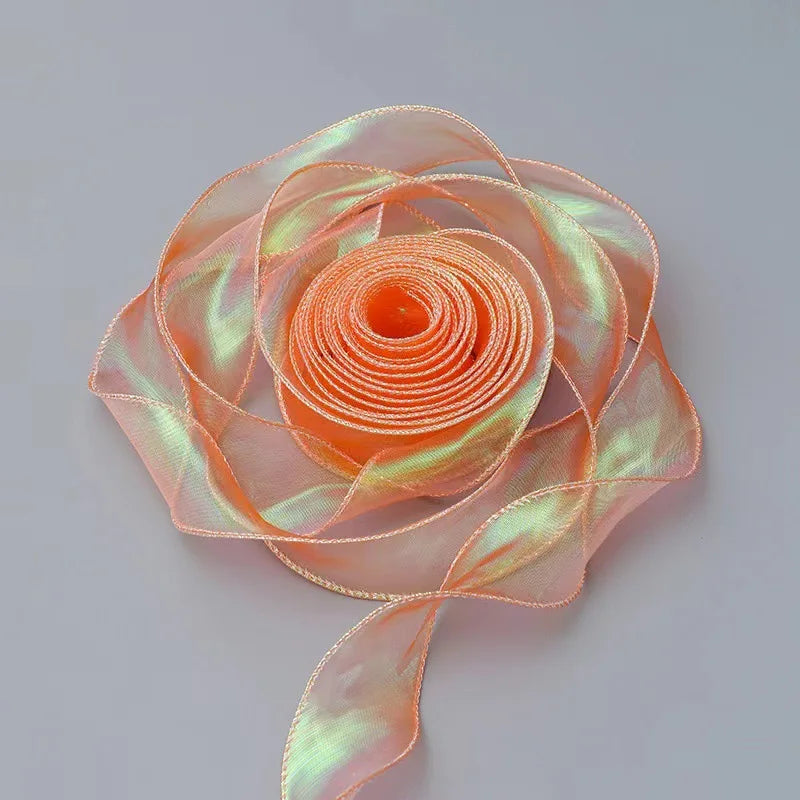 ruban organza holographique moderne blanc rose violet bleu orange 10 yards translucide