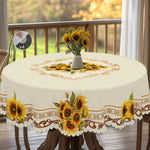 nappe fleur tournesol beige jaune serviettes inclusion extérieur mariage fête rustic classique imperméable