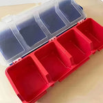 boîte outils rouge transparente clips vis écrous plastique durable pratique