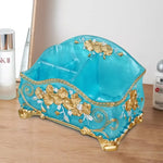 organisateur maquillage réutilisable résine fleurée classique beige doré rose bleu
