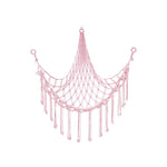 hamac suspendu filet franges boho moderne peluches rose blanc gris bleu violet respectueux environnement