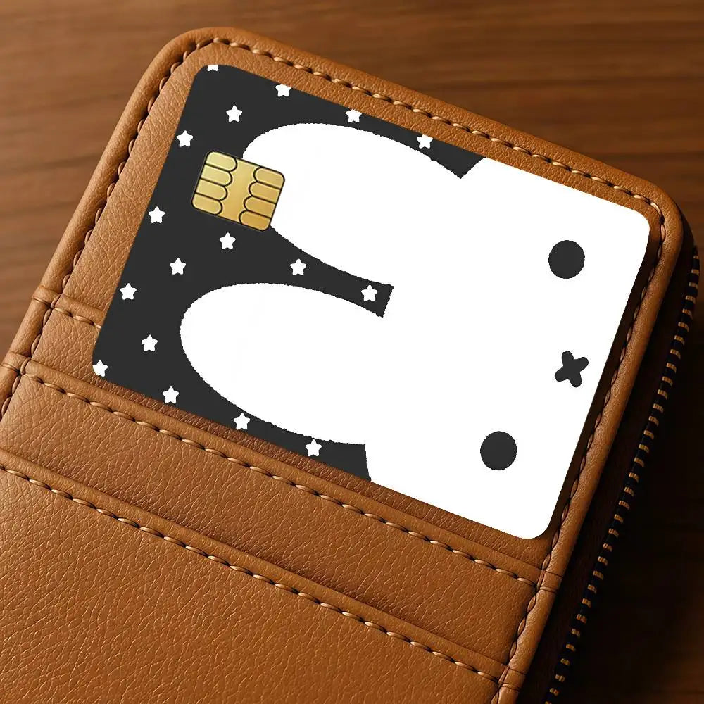 autocollants protection cartes credit transport commun dessin animal mignon points etoiles blanc noir adhésifs