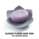 support savon moderne fleur relief gris bleu rose opaque salle bain portable silicone