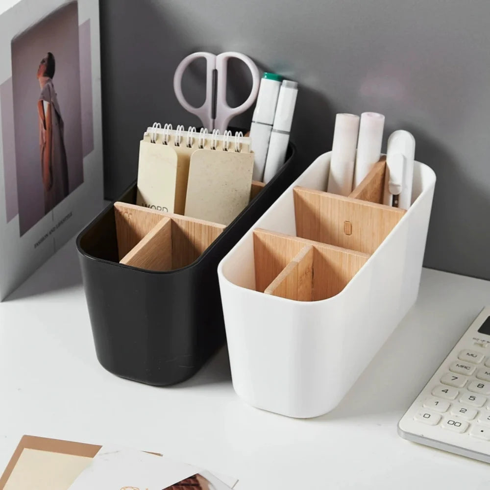 organisateur vanity bois blanc noir rangement brosses électriques tubes dentifrice minimaliste moderne