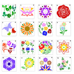 stencils peinture fleurs motifs floraux clips artisanal décoration papillons feuilles variés