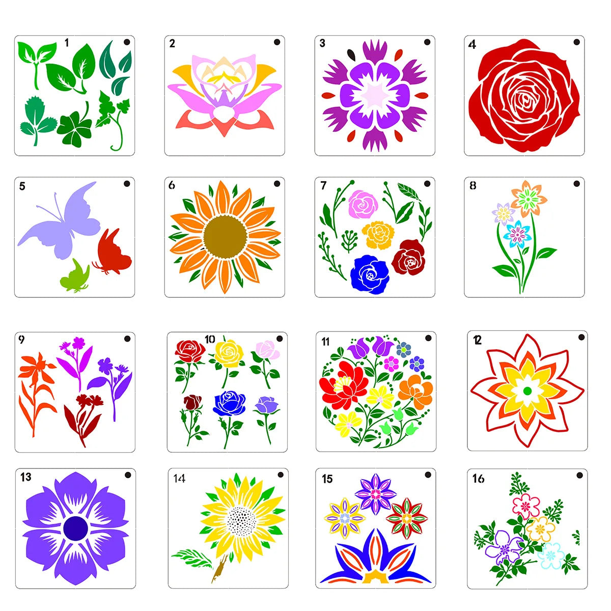 stencils peinture fleurs motifs floraux clips artisanal décoration papillons feuilles variés