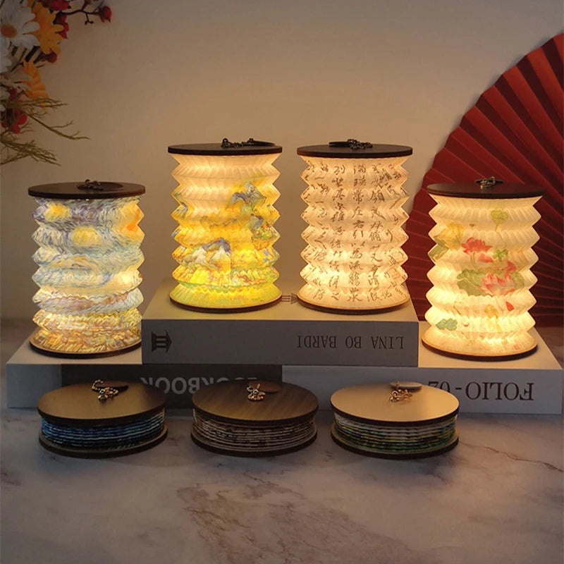 lampe poser multicolore imprimé floral moderne chaîne bois led rechargeable chambre étude