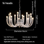lustre contemporain transparent tubulaire suspension salon chambre ampoules led 15 30mètres carrés