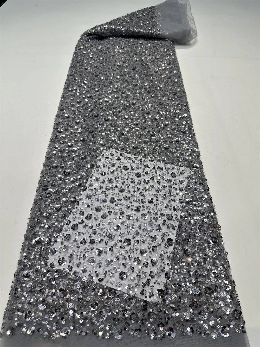 tissu décoratif blanc paillettes fleurs élégant festif polyester coton imperméable occasion mariage haute qualité