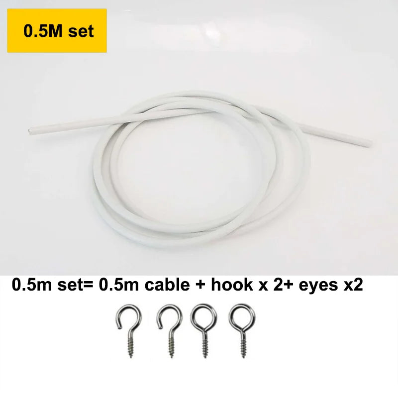 câble flexible blanc moderne crochets métalliques salon caravanes bateaux accessoires tringle 5m 1m 2m