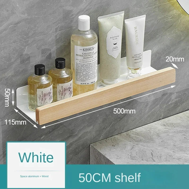 étagère murale bois noir moderne double niveau salle bain fixations vis support rangement