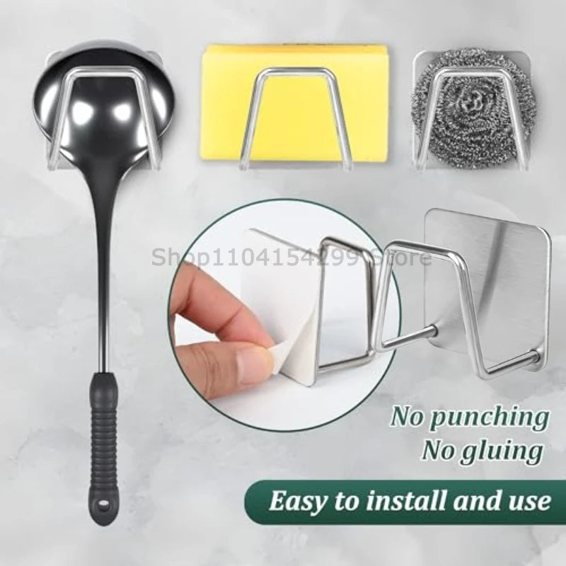 support égouttoir cuisine adhésif acier inoxydable porte épponge brosse vaisselle organisateur mural rangement