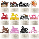 décoration gâteau happy birthday chevaux thème western rouge doré anniversaire enfant festive
