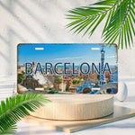 plaque décorative paysage urbain barcelona argenté moderne décoration murale maison bar