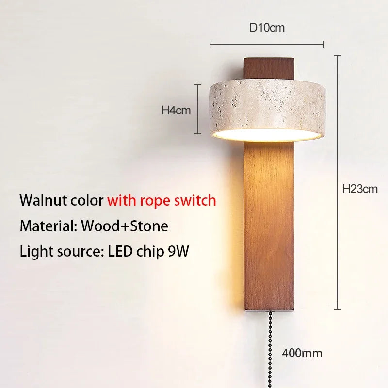 lampe murale moderne minimaliste bois texturé abatjour opaque orientable fixée mur