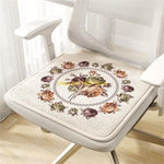 coussin chaise mousse mémoire forme carrée classique fleurs bordure ornée rouge gris