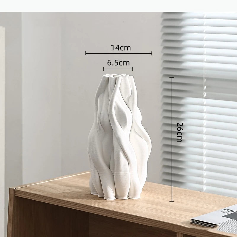 vase céramique blanc rayures ondulées moderne décoration intérieur plissé tridimensionnel transparent table