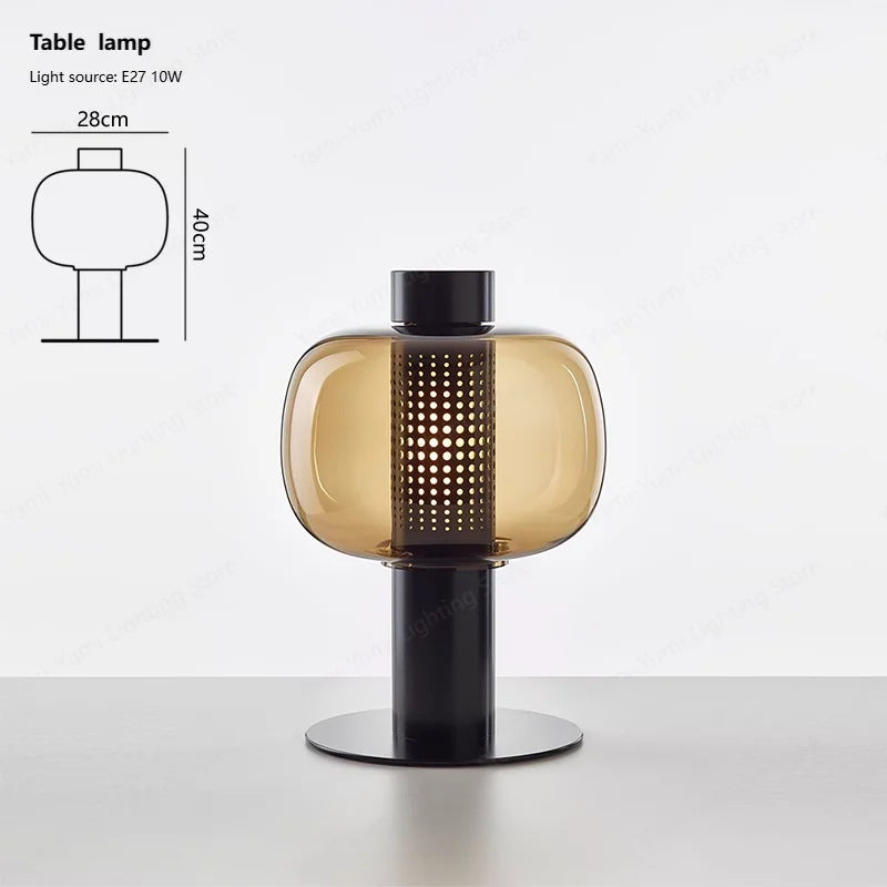 lampe table moderne ambre gris perforations circulaires transparente led 11w 15w chambre salon