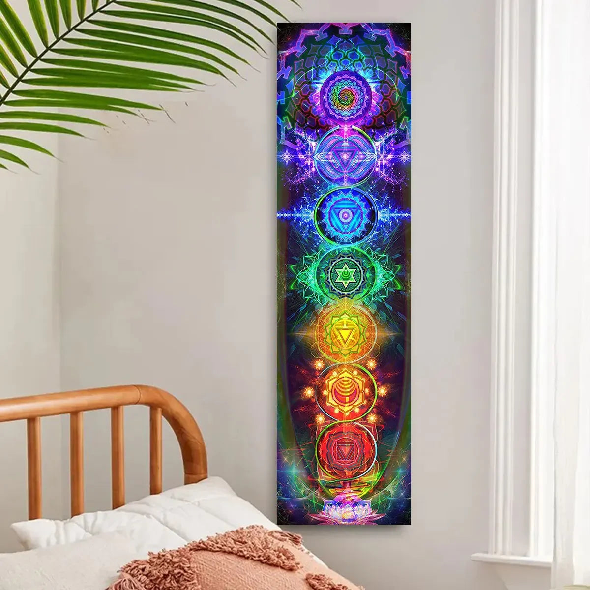 tableau mural multicolore mandala symboles religieux spirituel opaque sans fixation 150cm 40cm