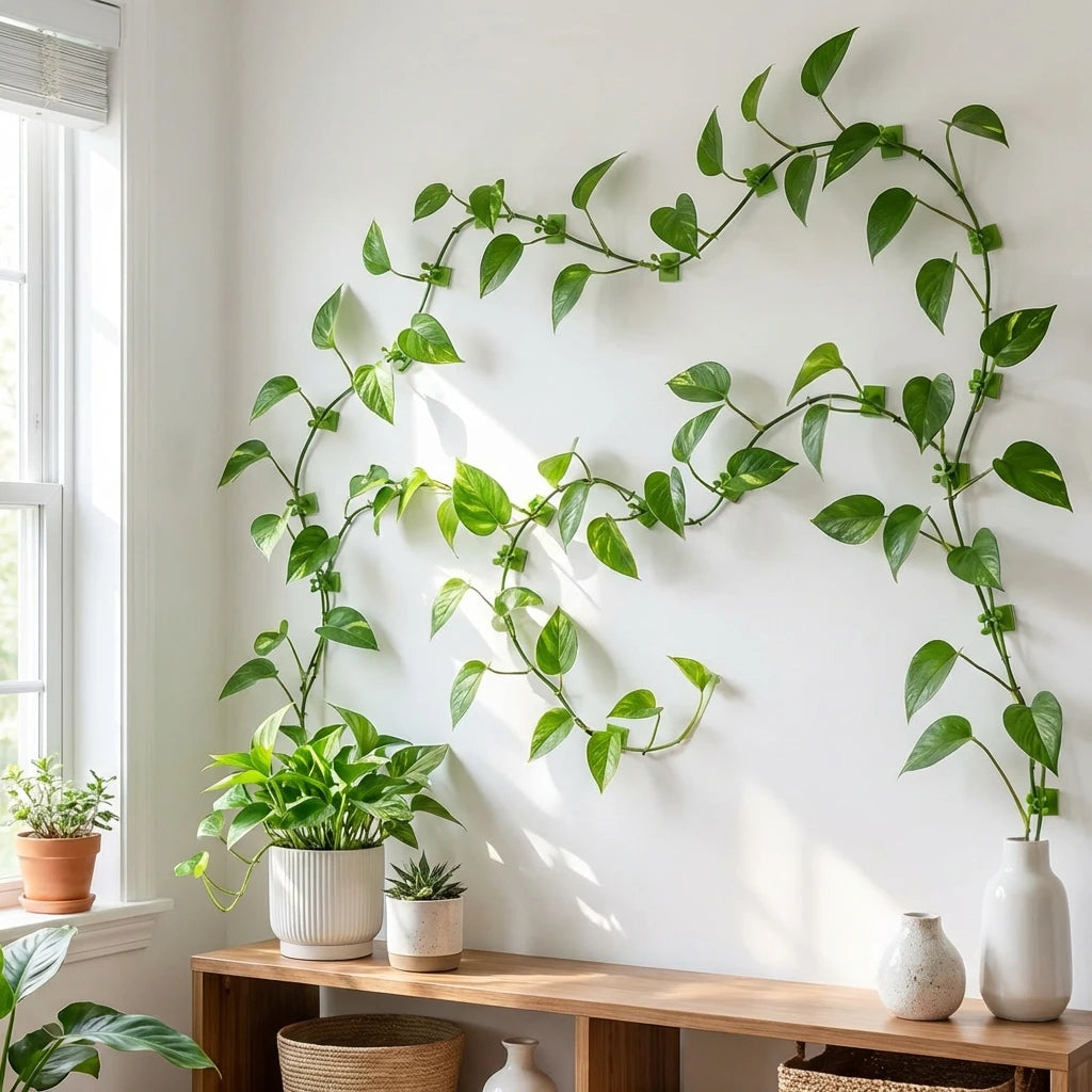 supports murals adhésifs auto agrippants plantes vert simples modernes intérieur 100pcs