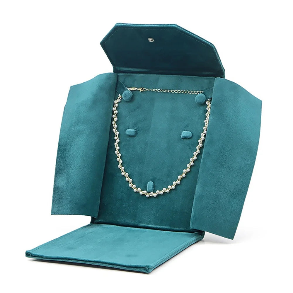 porte bijoux velours vert bleu gris rose rouge classique collier portable sac rangement