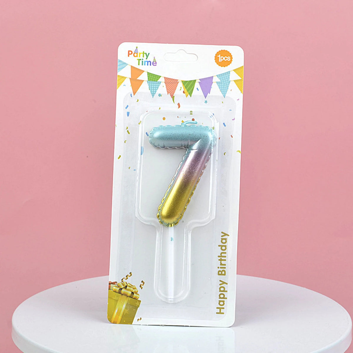 bougies forme chiffre anniversaire or argent bleu rose gradient moderne festives tringle