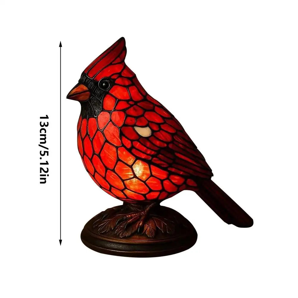 lampe table oiseau rouge noir mosaïque artisanale tiffany chambre salon