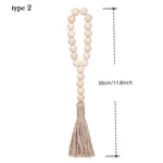 bracelet bois blanc cœur pompons coton boho chic décoration artisanale fait main
