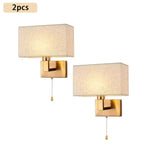 lampes murales modernes élégantes beige clair doré abat jour texturé fixées mur pull chain