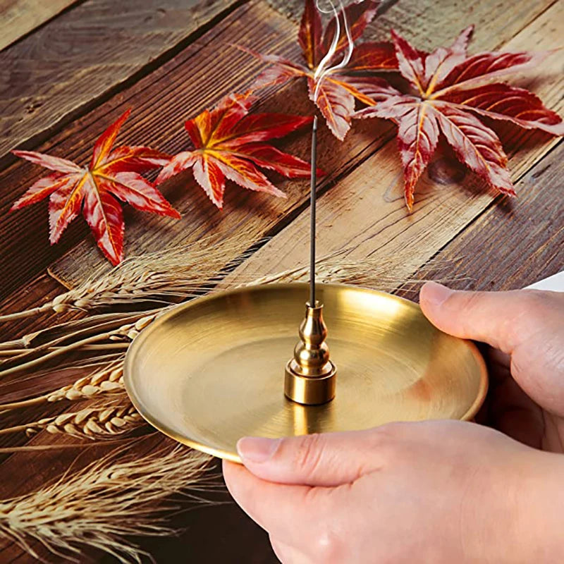 support encensoir doré lisse classique aromathérapie décoration intérieure zen bien être spiritualité