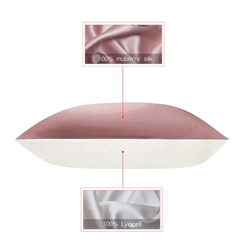 taie d'oreiller soie solide beige clair texture satinée anti acariens élégante maison 48x74CMversible