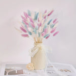 bouquet pampas séchés blanc rose bleu boho fluffly décoration maison anniversaire mariage party