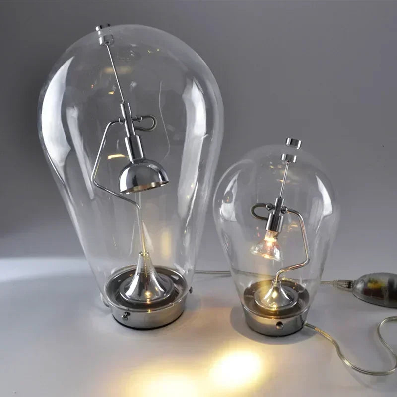 lampe table led transparente moderne interrupteur bouton éclairage minimaliste chromé chambre
