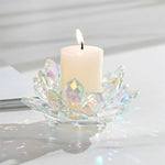 support bougie moderne transparent fleur lotus multicolore rose marron violet élégant décoration intérieure bougies