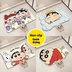 tapis bain absorbant eau rapide sec cartoon personnages shin chan géométrique bulles antidérapant