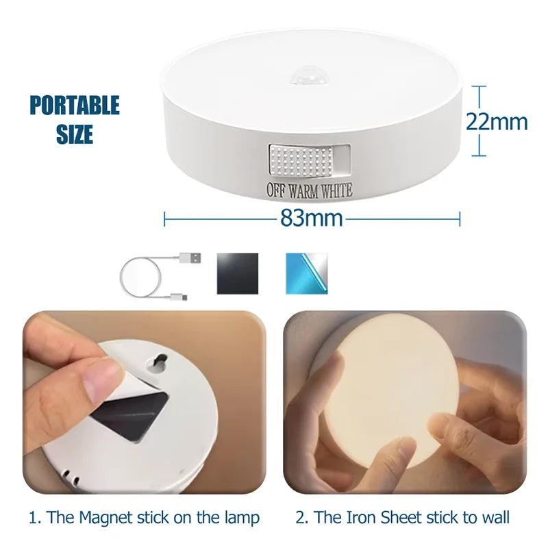 veilleuse led aimantée rechargeable usb moderne nuit chambre blanc minimaliste luminaires sans fil